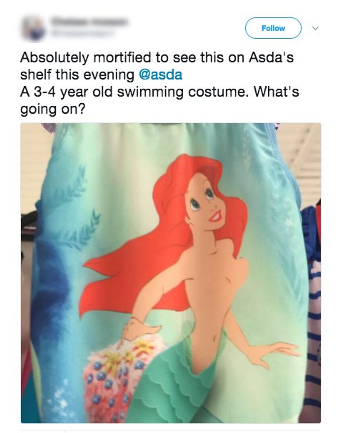 Arielle oben ohne: Die kleine Meerjungfrau barbusig auf einem Badeanzug für Kinder