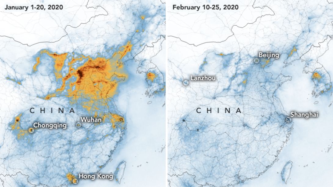Auswirkungen des Cornanvirus auf die chinesische Luftverschmutzung - Foto: NASA