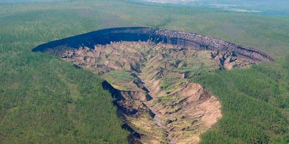 Der Batagaika Krater in Sibirien gilt als Tor zur Unterwelt
