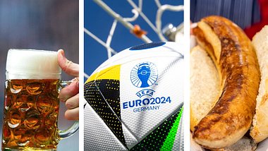 Bier, UEFA Euro Fußball und Bratwurst - Foto: IMAGO / Herrmann Agenturfotografie/ Funke Foto Services/ Action Pictures