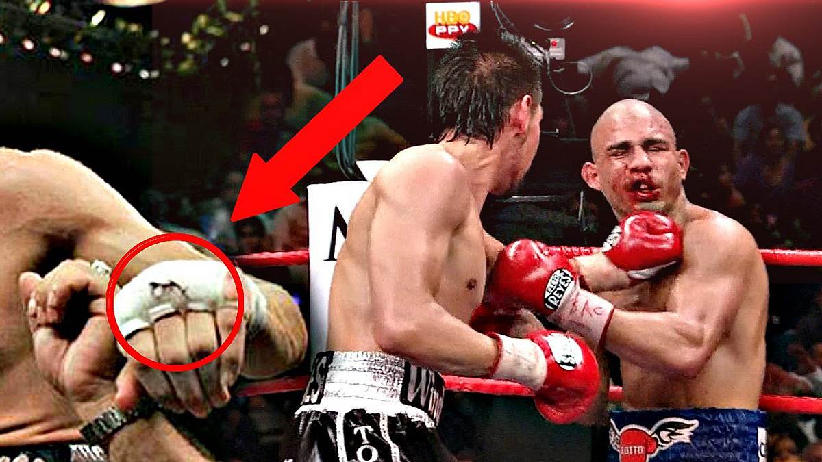 Profi-Boxer Antonio Margarito versteckt Steine in seinen Handschuhen, um WBO-Champ Miguel Cotto besiegen zu können