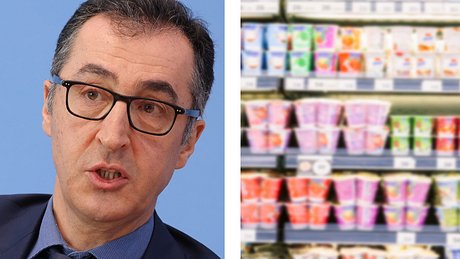 Cem Özdemir, Joghurts im Supermarkt-Regal - Foto: Getty Images/	Sean Gallup, iStock/arto_canon