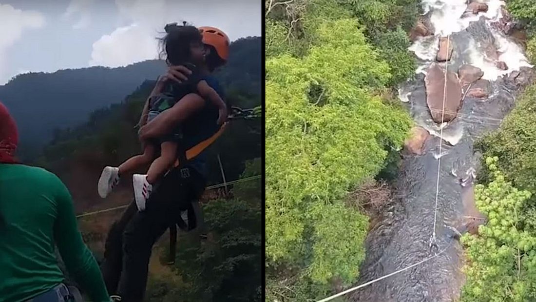 Psycho-Dad: Mann riskiert Leben seiner kleinen Tochter bei Bungee-Sprung Psycho-Dad: Mann riskiert Leben seiner kleinen Tochter bei Bungee-Sprung