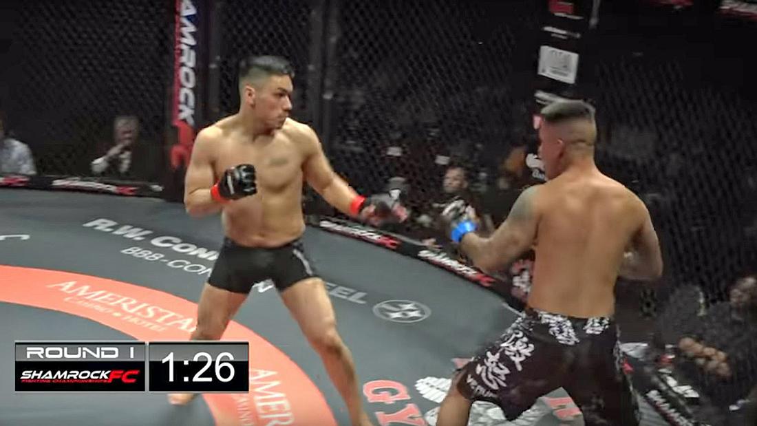Alan Vasquez und Axel Cazares sorgen bei Shamrock FC 285 für einen Doppel-KO Doppel-KO: Die MMA-Fighter Alan Vasquez und Axel Cazares knocken sich bei Shamrock FC 285 gleichzeitig aus