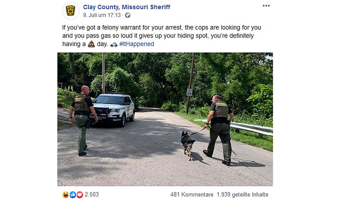 Facebook-Nachricht des Clay County Sheriff Department