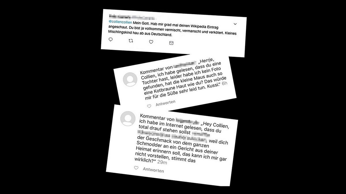 Collage von Beleidigungen gegen Ulmen-Fernandes