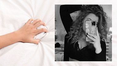 Hand krallt sich in Bettlaken, Sophie Blackman - Foto: iStock/Prostock-Studio, Instagram/sophblackman, Collage bearbeitet von Männersache