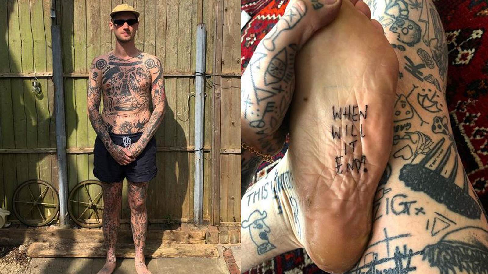 CoronaQuarantäne Mann sticht sich jeden Tag neues Tattoo Männersache