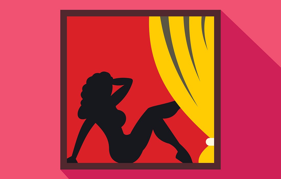 Coronavirus: Sexarbeiter weltweit hart getroffen Illustrierte Prostituierte in einem Schaufenster