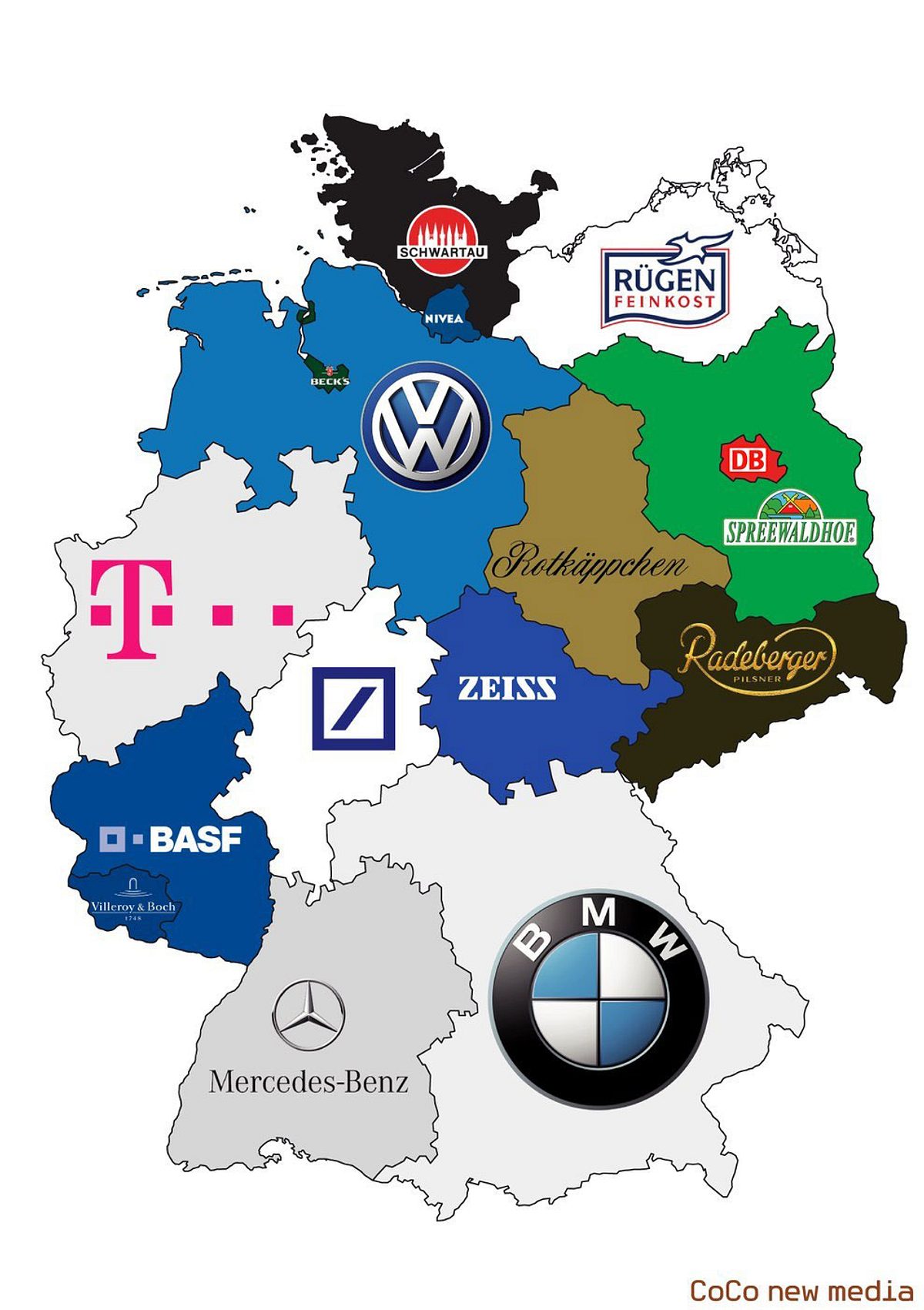 Deutschlands Bundesländer und deren beliebtesten Marken