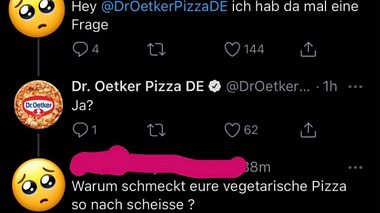 Dr Oetker Twitter-Diss - Foto: Twitter / Dr. Oetker Pizza DE