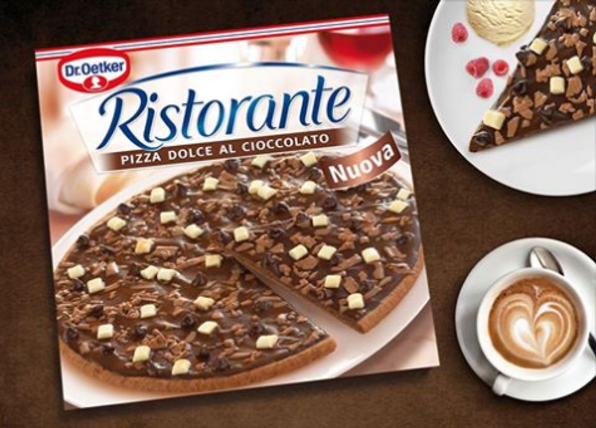 Kein verfrühter April-Scherz: die Schokoladen-Pizza Dr. Oetker Ristorante Dolce Al Cioccolato ist demnächst im Handel erhältlich