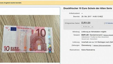 eBay-Knaller: 10-Euro-Schein für 9,35 Euro versteigert - Foto: ebay