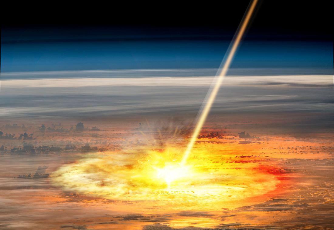 Einschlag eines Meteors (künstlerische Darstellung) Einschlag eines Meteors (künstlerische Darstellung)