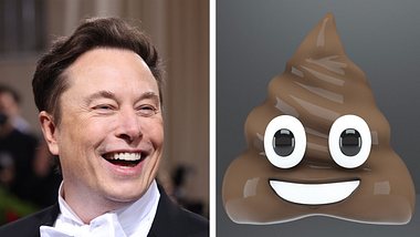 Elon Musk und das K**khaufen-Emoji - Foto: Getty Images / John Shearer / iStock / noLimit46 (Collage Männersache)