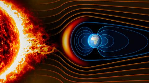 Künstlerische Darstellung des Erdmagnetfeldes - Foto: iStock / Naeblys