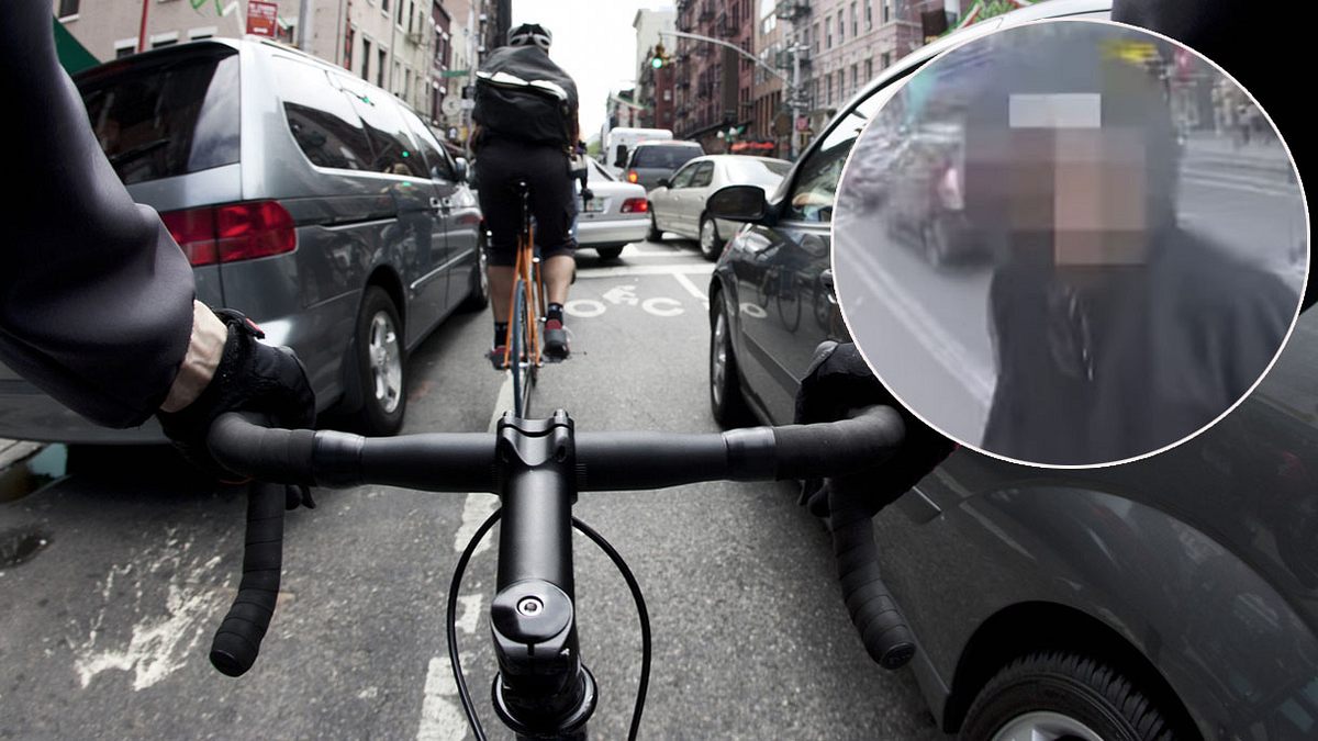 Fahrradfahrer hat Schnauze voll vom Berufsverkehr (Symbolfoto/Collage)