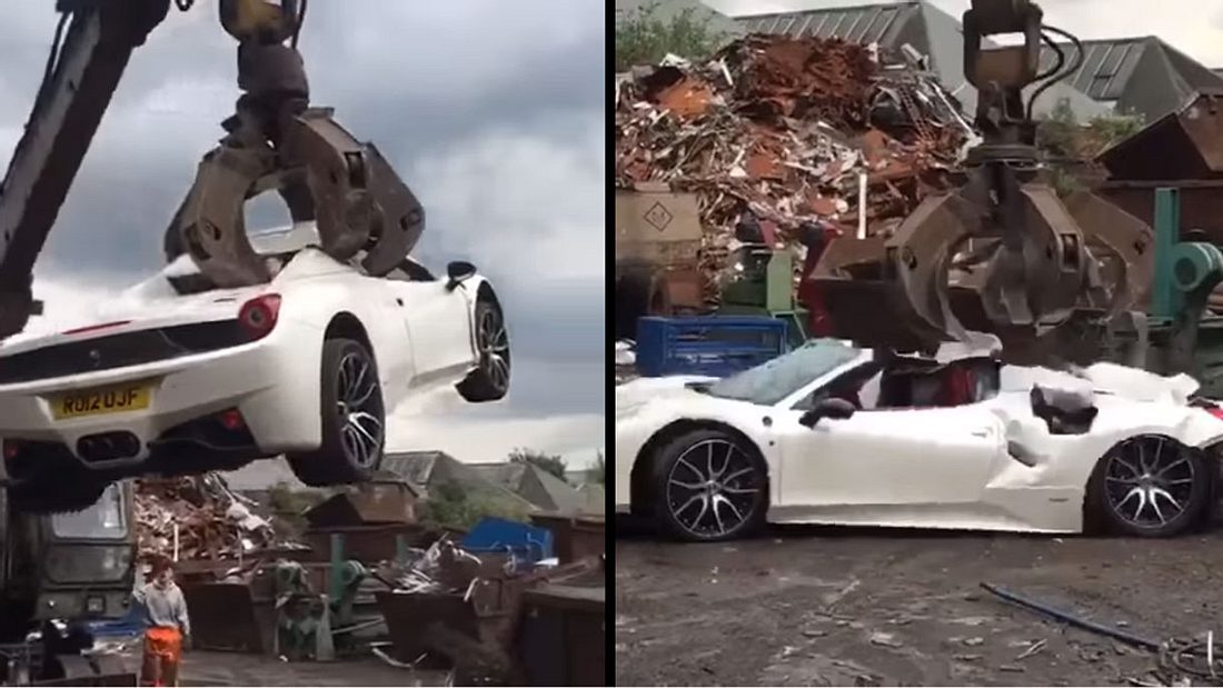 Dieser Ferrari 458 wurde von der Polizei verschrottet Dieser Ferrari 458 wurde von der Polizei verschrottet