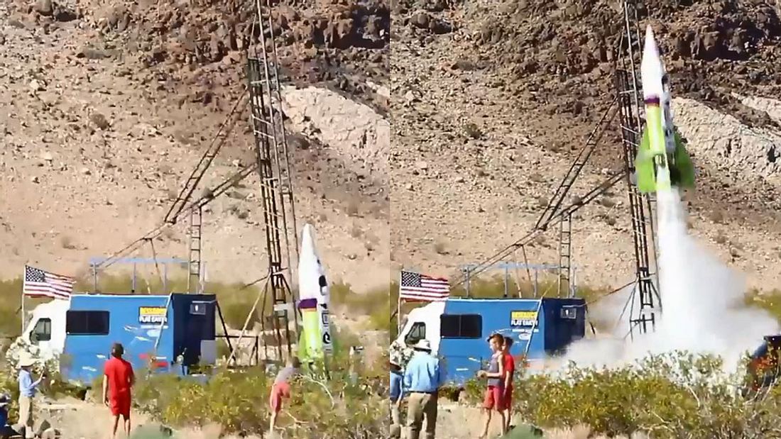 Flat Earth-Befürworter startet selbstgebastelte Rakete Flat Earth-Befürworter startet selbstgebastelte Rakete