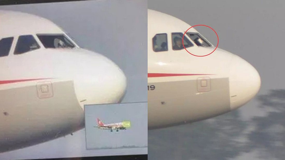 Ein Airbus A319 verliert im Flug seine Scheibe