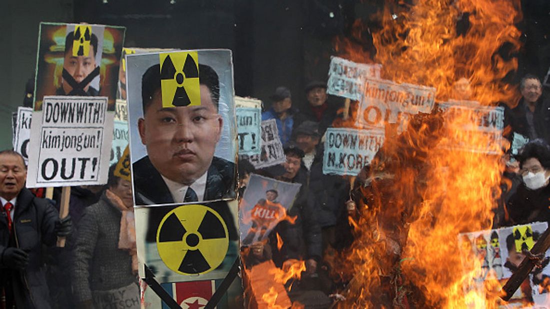 Proteste in Südkorea gegen den nordkoreanischen Machthaber Kim Jong-Un Proteste in Südkorea gegen den nordkoreanischen Machthaber Kim Jong-Un