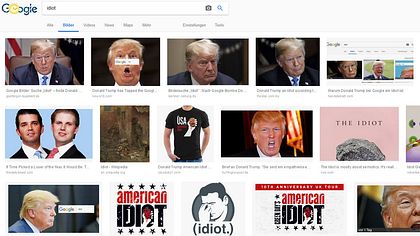 Wer Idiot bei Google-Bilder sucht, erhält Trump. - Foto: Google