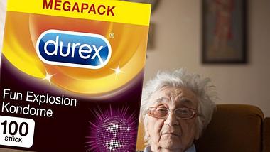 Großmutter kauft Jumbo-Packung Kondome - Foto: iStock / EllenaZ / Durex (Symbolbild, Collage Männersache)