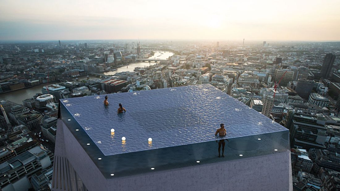 Geplanter 360-Grad-Infinity-Pool in London.