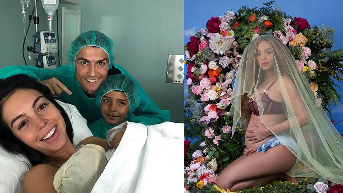 Cristiano Ronaldo mit Frau und viertem Kind; und Beyonce
