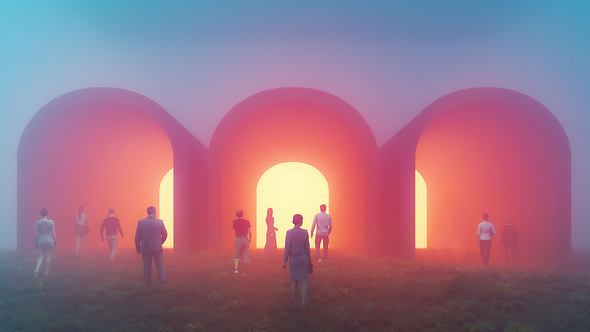 Menschen, die auf mysteriöse Tunnel zugehen - Foto: iStock/gremlin