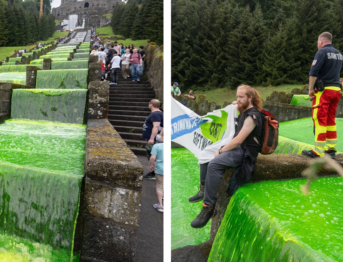 Wasserspiele in Kassel mit giftgrünem Wasser