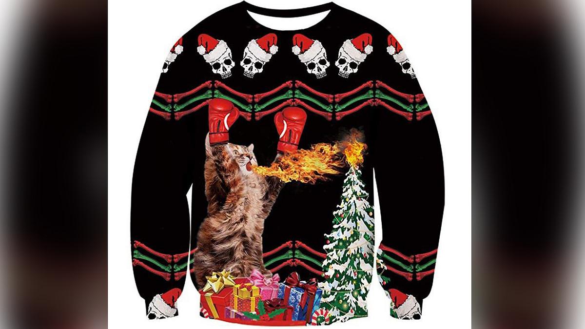 Katze eskaliert-Weihnachtspullover