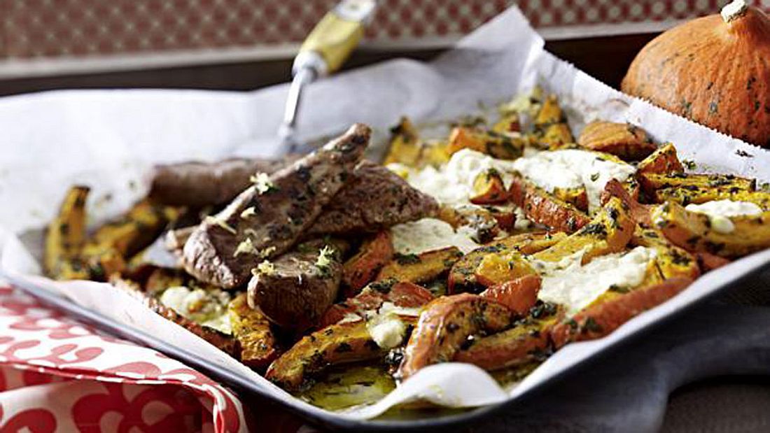Kürbis mit Feta und Lamm Kürbis mit Feta und Lamm