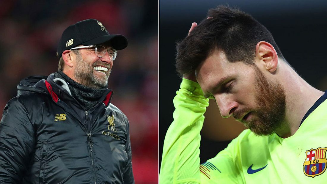 CL 2019: Jürgen Klopps FC Liverpool schlägt Messi und dessen FC Barcelona (Collage). Jürgen Klopps FC Liverpool schlägt Messi und dessen FC Barcelona (Collage).