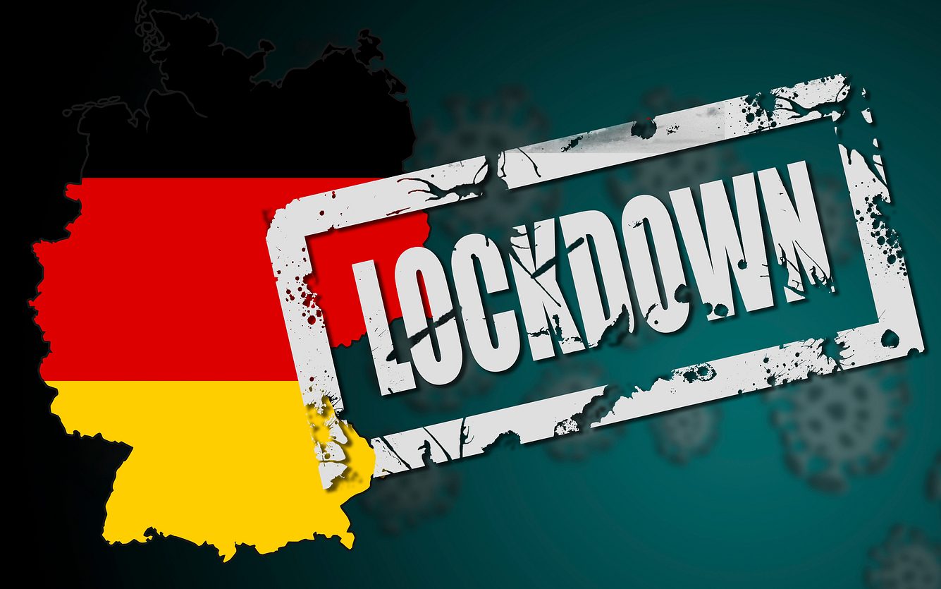 Deutschland-Karte mit Lockdown-Stempel