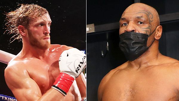 Logan Paul, Mike Tyson - Foto: Getty Images/ Cliff Hawkins, Getty Images/ Joe Scarnici 