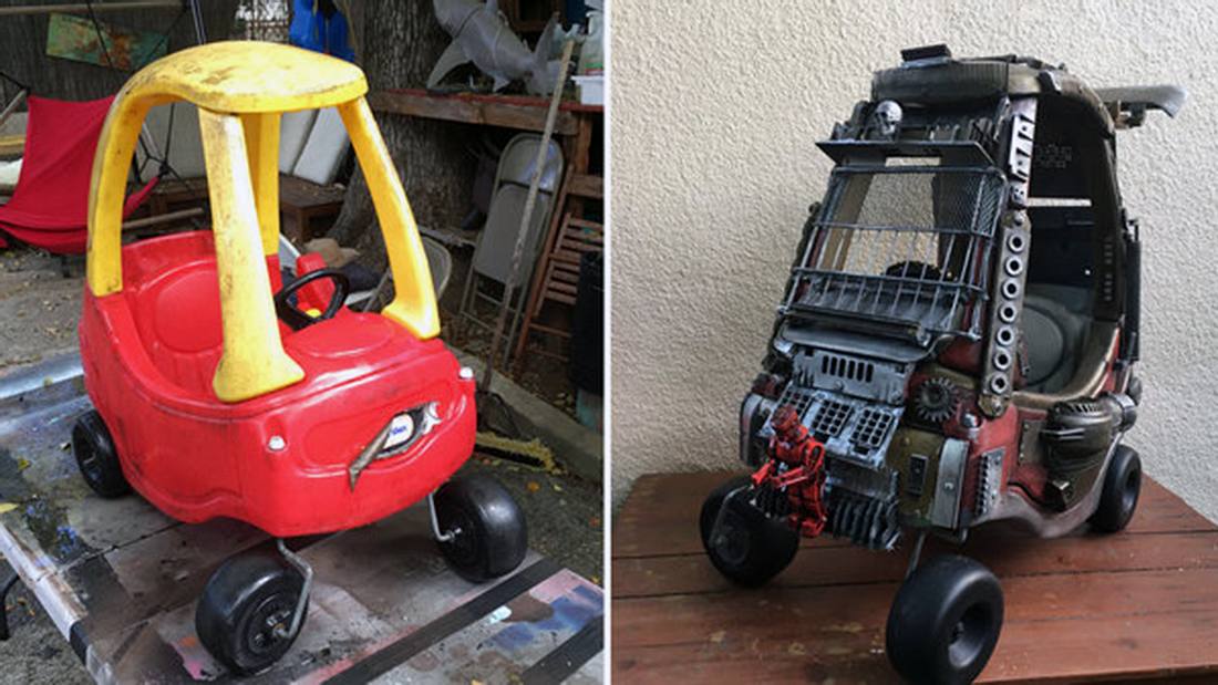 Vater macht aus altem Spielzeug Mad Max-Autos für seine Kinder