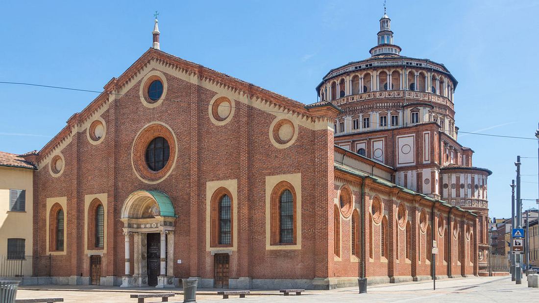 Auf die Innenwand der Nordseite malte da Vinci Das letzte Abendmahl. Das Kloster Santa Maria delle Grazie