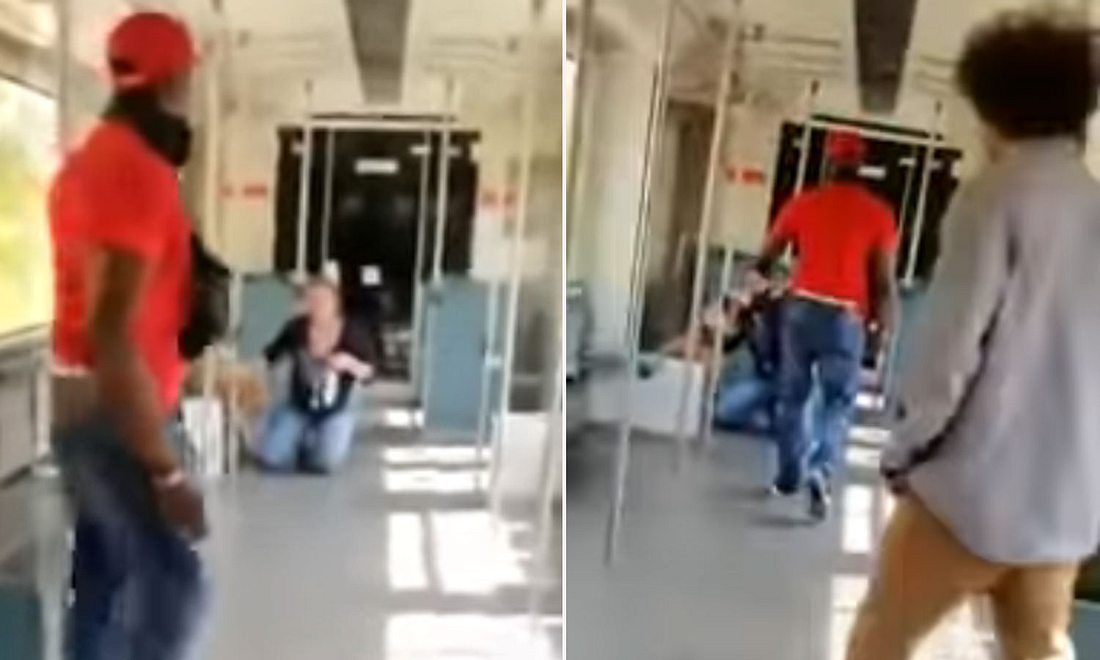 Mann verprügelt hilflose Frau in S-Bahn - Zeugen greifen nicht ein Mann attackiert Frau in S-Bahn