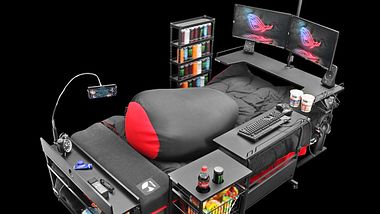 Bett für Gamer mit etlichen integrierten Gadgets - Foto: Bauhutte