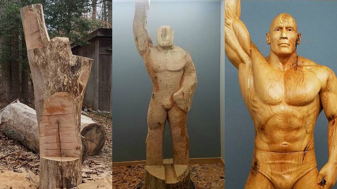 Männerhelden als Holz-Skulptur  - Foto: Instagram / jamesonealwoodart