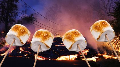 Marshmallows sollten nicht über einem Vulkanschlot gegrillt werden - Foto: iStock / GMVozd; Getty Images / Mario Tama