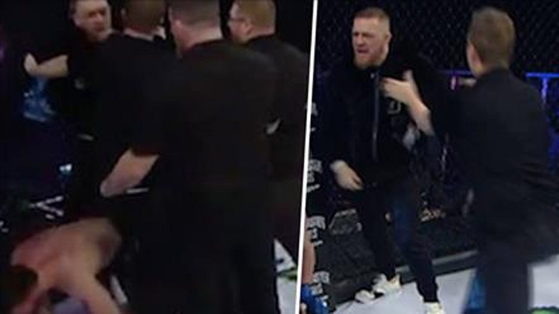 Conor McGregor: Der UFC-Fighter attackiert den Ringerichter bei Bellator 187 in Dublin Bellator 187 in Dublin: Conor McGregor attackiert den Referee im Octagon
