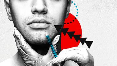Gesicht eines Mannes und Botox-Spritze - Foto: istock/master1305