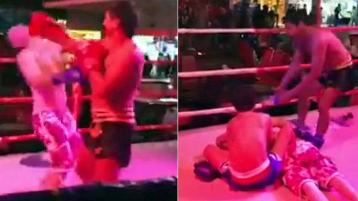 Ein betrunkener englischer Tourist kämpft in Pattaya mit einem Muay-Thai-Fighter