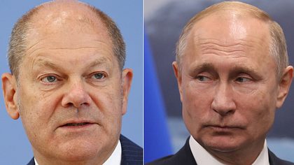 Olaf Scholz, Wladimir Putin - Foto: Getty Images/Pool, Getty Images/LUDOVIC MARIN 