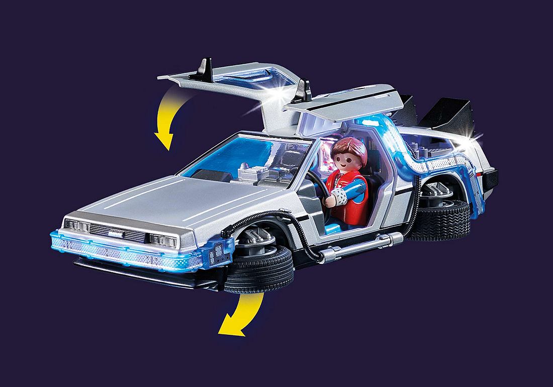 Neu: Playmobil bringt DeLorean aus Zurück in die Zukunft Der DeLorean von Playmobil im Flugmodus