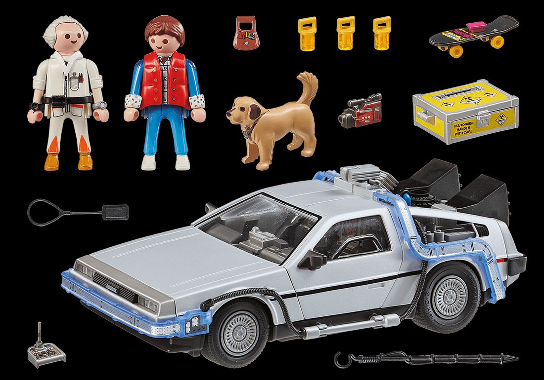 Neu: Playmobil bringt DeLorean aus Zurück in die Zukunft Bestandteile des Spielsets Back to the Future DeLorean.
