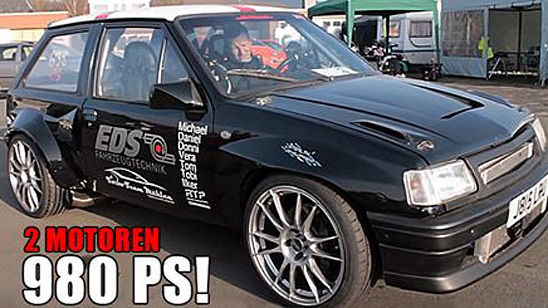 Der Opel Corsa Biturbo von Christian Mählen hat 980 PS und zwei Motoren 980 PS: Der Opel Corsa Biturbo von Christian Mählen besitzt zwei Motoren