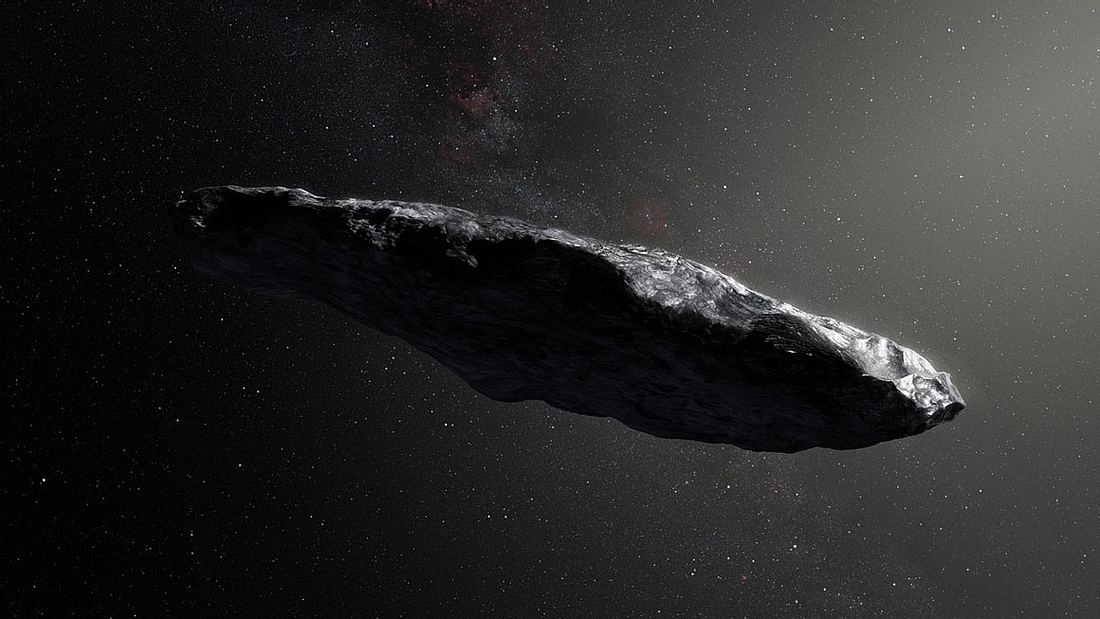 Künstliche Darstellung von Oumuamua Künstliche Darstellung von Oumuamua